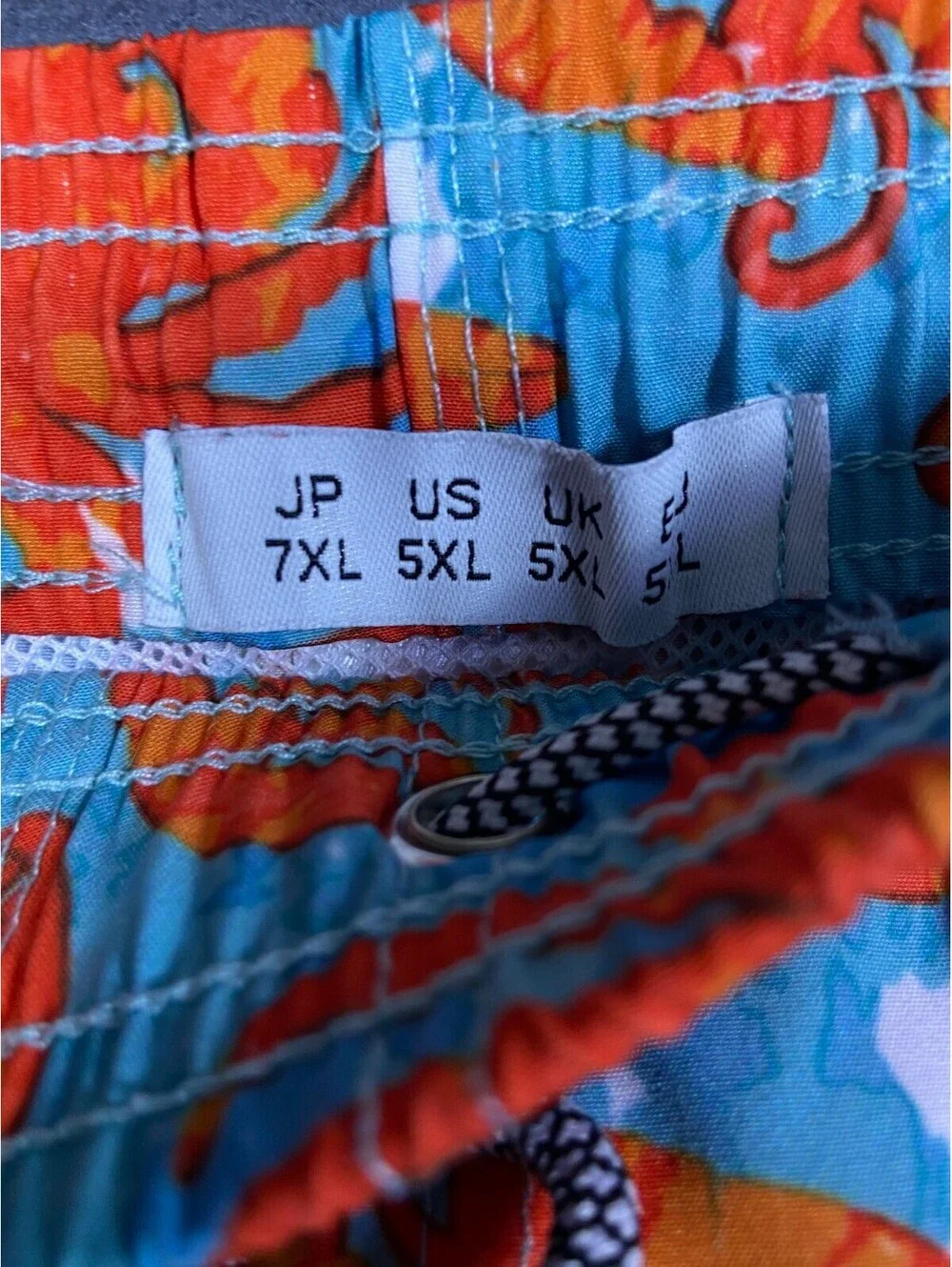 Men's Japanese Tropical Crab Lobster Hawaiian Print Swim Trunks 5XL Shorts EUC!